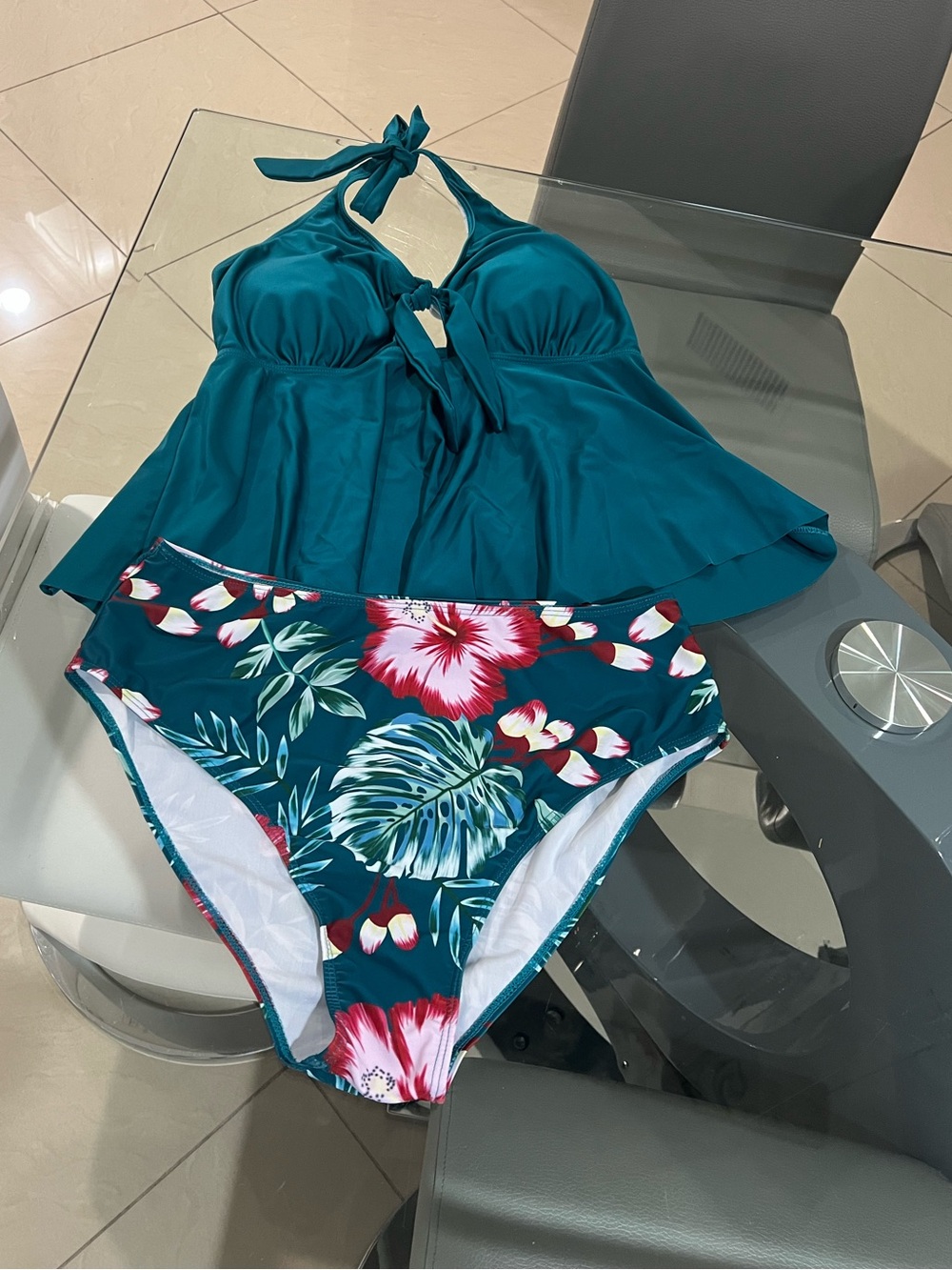 SHEIN curve green 2 pieces tankini size 1XL
